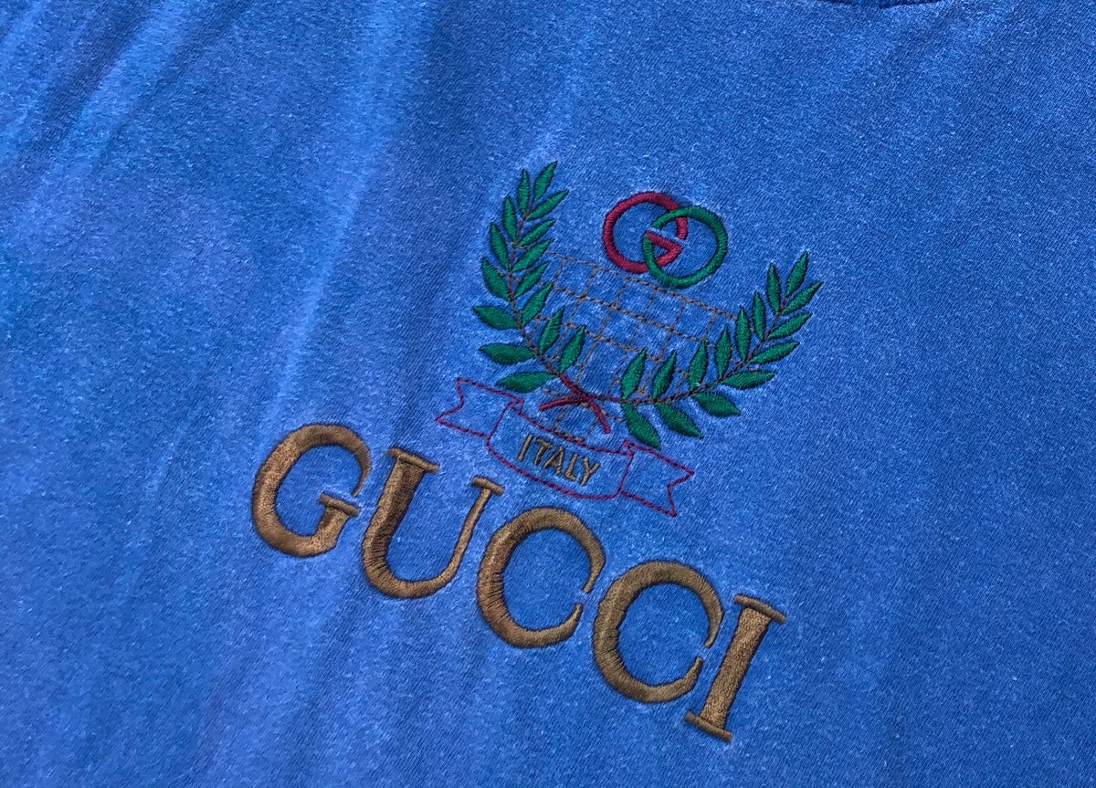 Gucci Vintage Embroidery Logo Bootleg T-Shirt